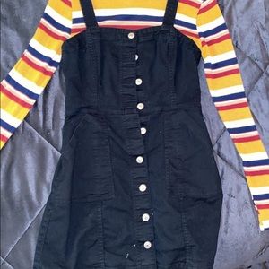 Multi color crop with black button jean dress